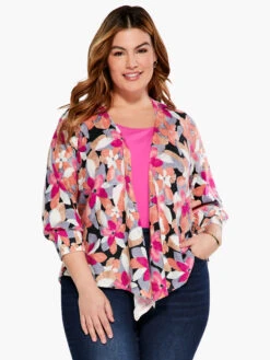Glowing Petals 4-Way Cardigan PINK MULTI