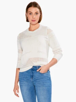 Placed Pointelle Sweater COBBLESTONE