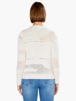 Placed Pointelle Sweater COBBLESTONE -Apparel Sale Shop S231148CBSPRODUCT 03