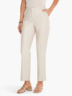 Faux Leather Straight-Leg Trouser COBBLESTONE