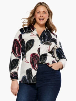 Stamped Flowers Shirt BLACK MULTI