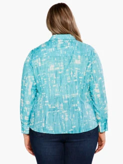 Gleaming Crinkle Shirt AQUA MULTI -Apparel Sale Shop S231617WAQLPRODUCT 03