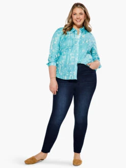 Gleaming Crinkle Shirt AQUA MULTI -Apparel Sale Shop S231617WAQLPRODUCT 04