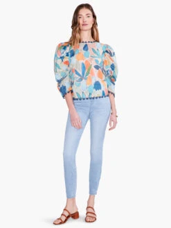 Citrus Grove Puff Sleeve Top BLUE MULTI -Apparel Sale Shop S231640BLTPRODUCT 04