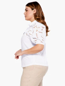 Eyelet Sleeves Shirt PAPER WHITE 9 Eyelet Sleeves Shirt PAPER WHITE -Apparel Sale Shop S231642WPWHPRODUCT 02