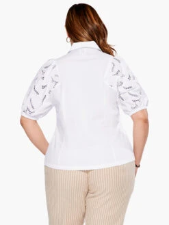 Eyelet Sleeves Shirt PAPER WHITE 10 Eyelet Sleeves Shirt PAPER WHITE -Apparel Sale Shop S231642WPWHPRODUCT 03