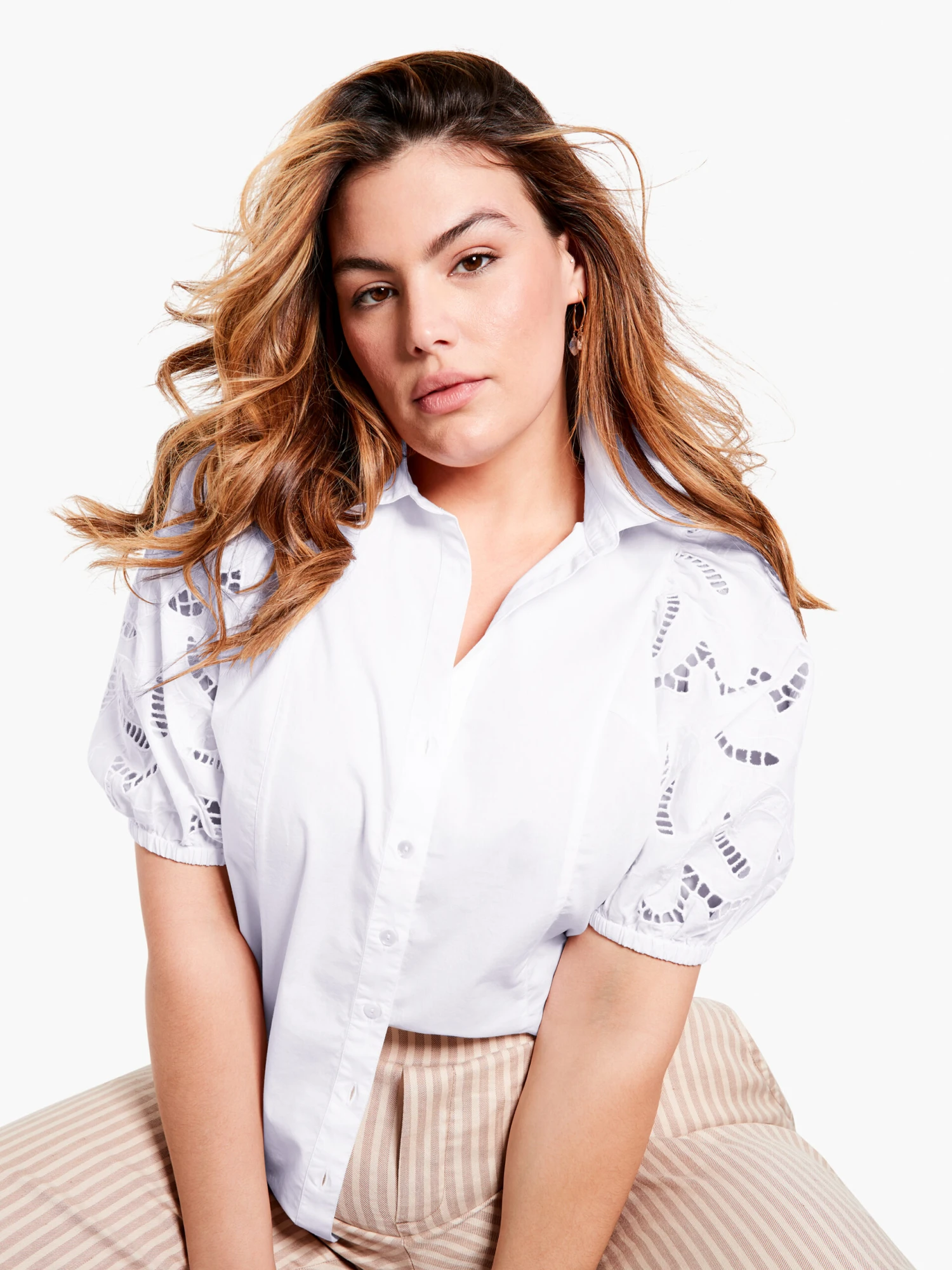 Eyelet Sleeves Shirt PAPER WHITE 3 Eyelet Sleeves Shirt PAPER WHITE