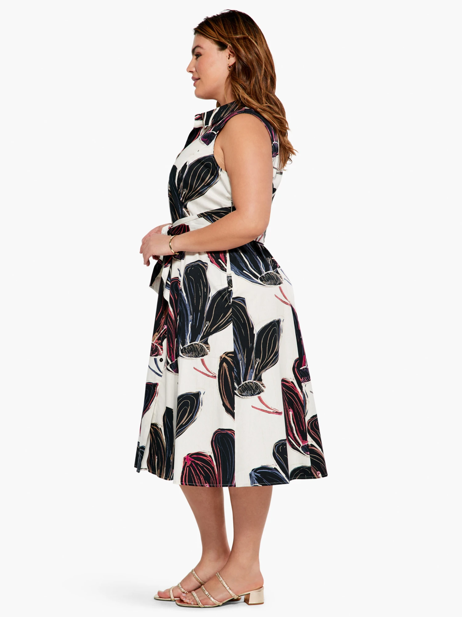 Stamped Flowers Shirt Dress BLACK MULTI 4 Stamped Flowers Shirt Dress BLACK MULTI - Image 2