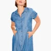 Drapey Denim Shirt Dress MID WASH -Apparel Sale Shop S231922MDWPRODUCT 01