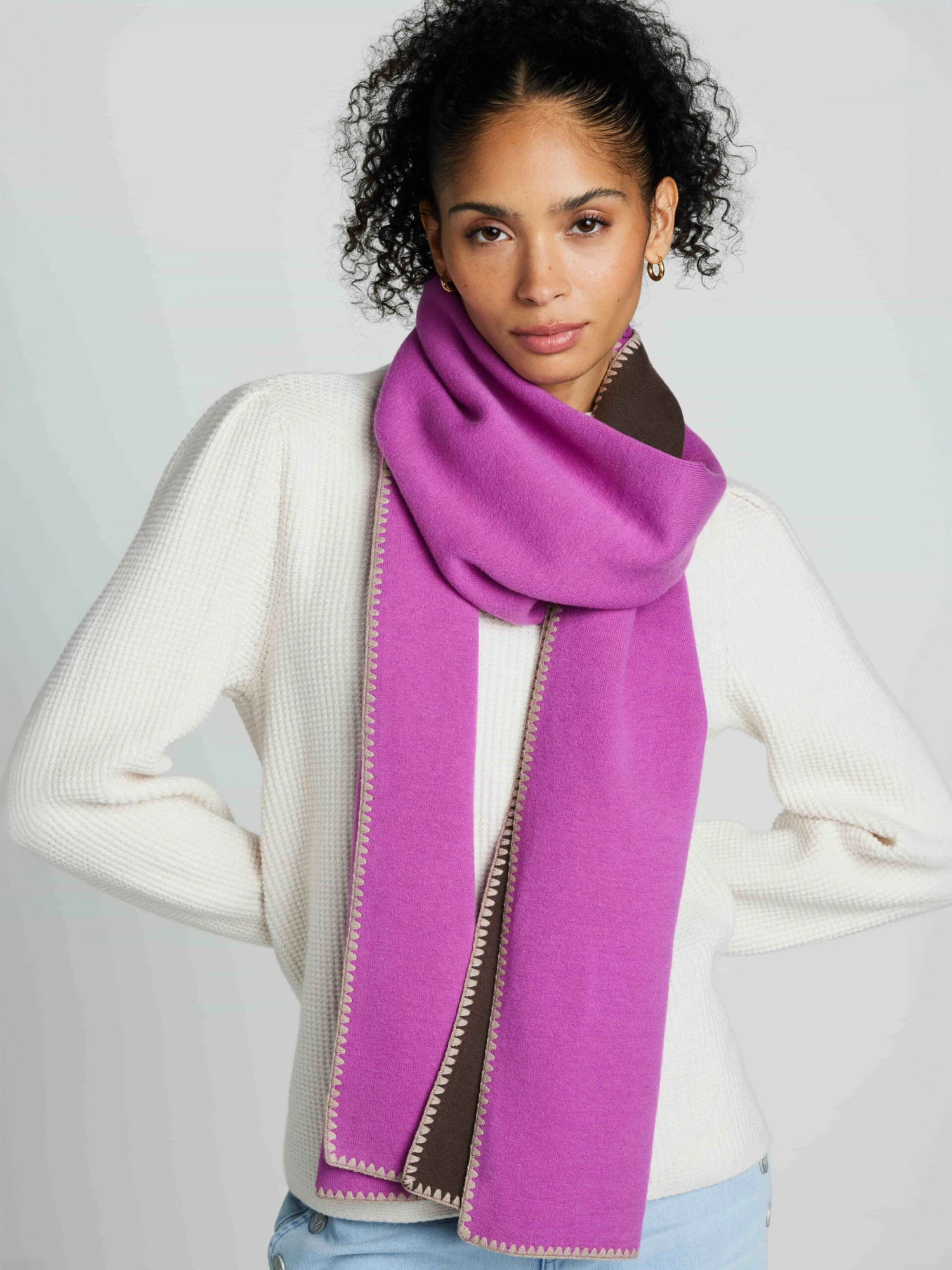 Blanket Stitch Scarf VIVID MAGENTA 3 Blanket Stitch Scarf VIVID MAGENTA