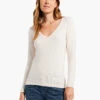 Perfect Knit Rib Long Sleeve V Neck SHELL -Apparel Sale Shop W231032SHLPRODUCT 01