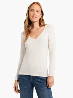 Perfect Knit Rib Long Sleeve V Neck SHELL