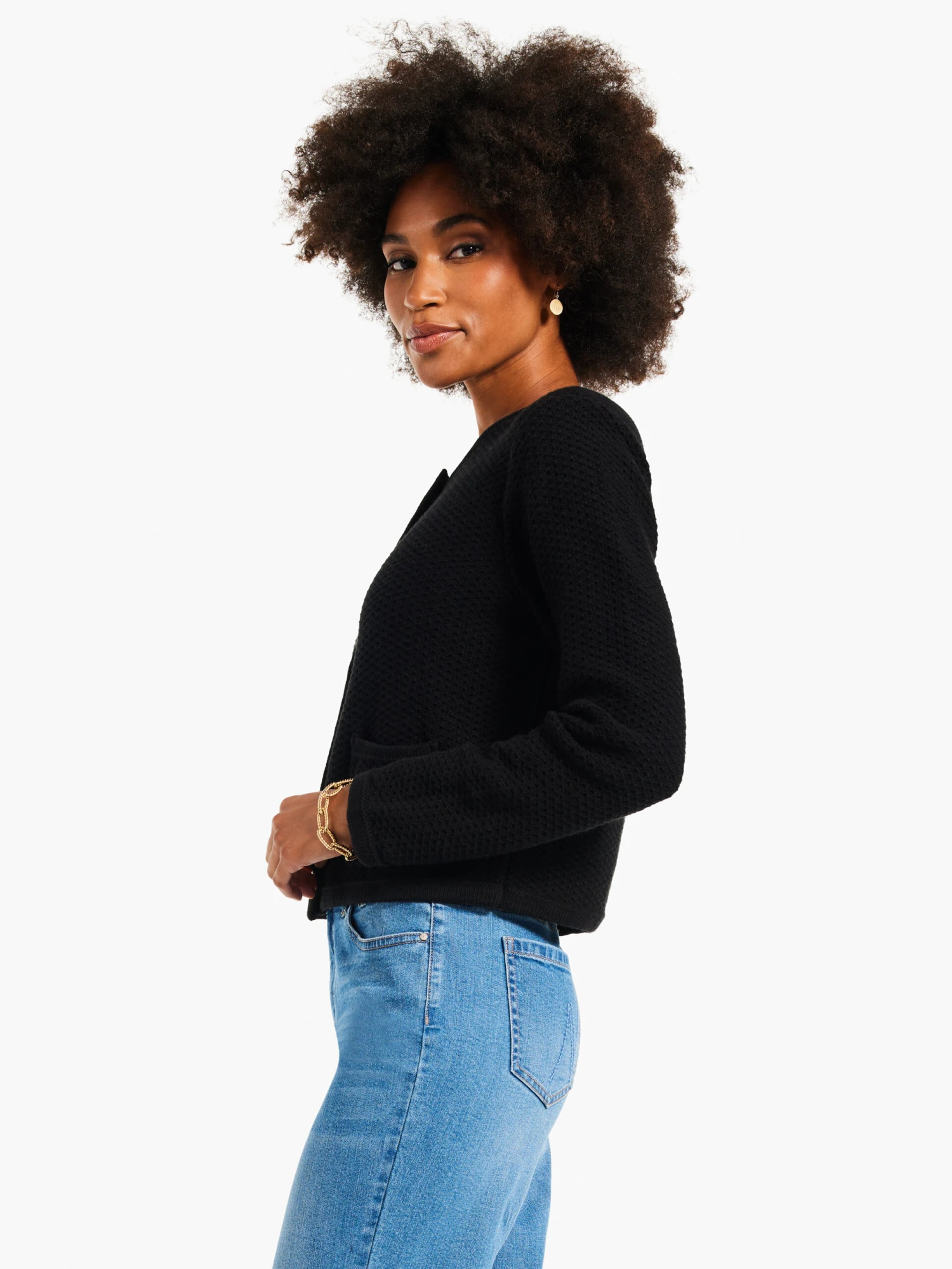 Gilded Texture Sweater Jacket BLACK ONYX 4 Gilded Texture Sweater Jacket BLACK ONYX - Image 2