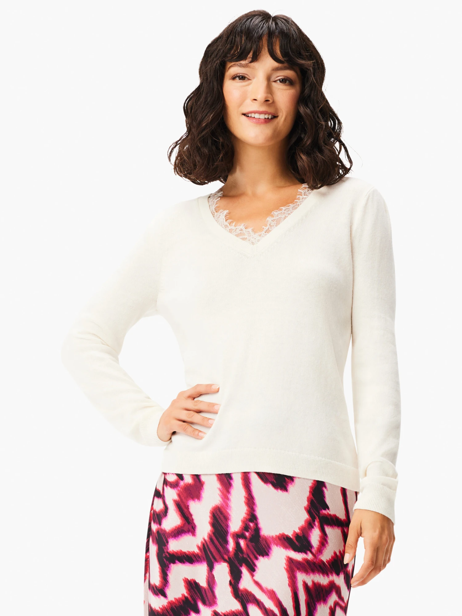 Trimmed In Lace Sweater CREAM 3 Trimmed In Lace Sweater CREAM