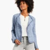 Fringe Mix Knit Jacket BLUE MIX