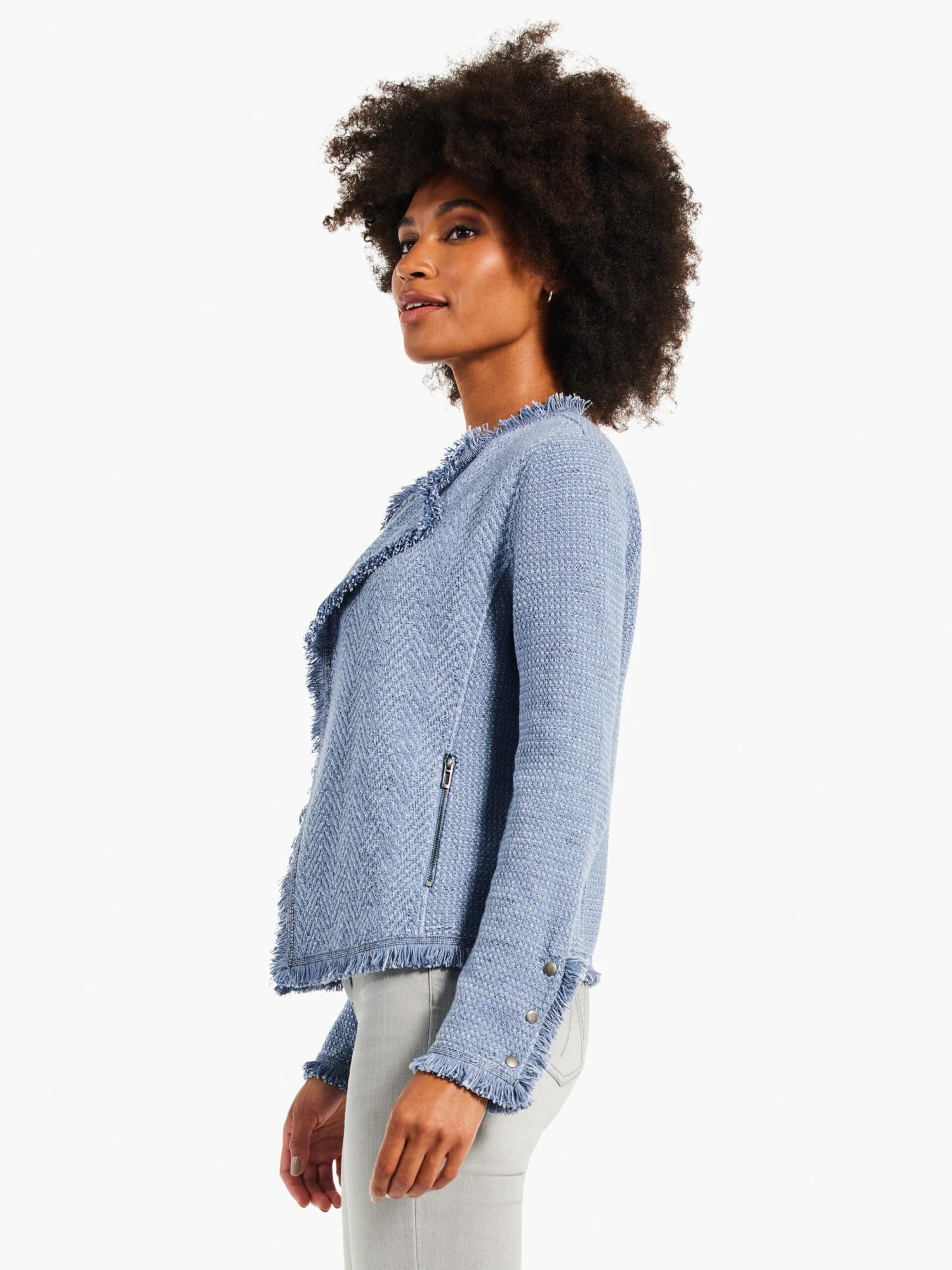 Fringe Mix Knit Jacket BLUE MIX 4 Fringe Mix Knit Jacket BLUE MIX - Image 2