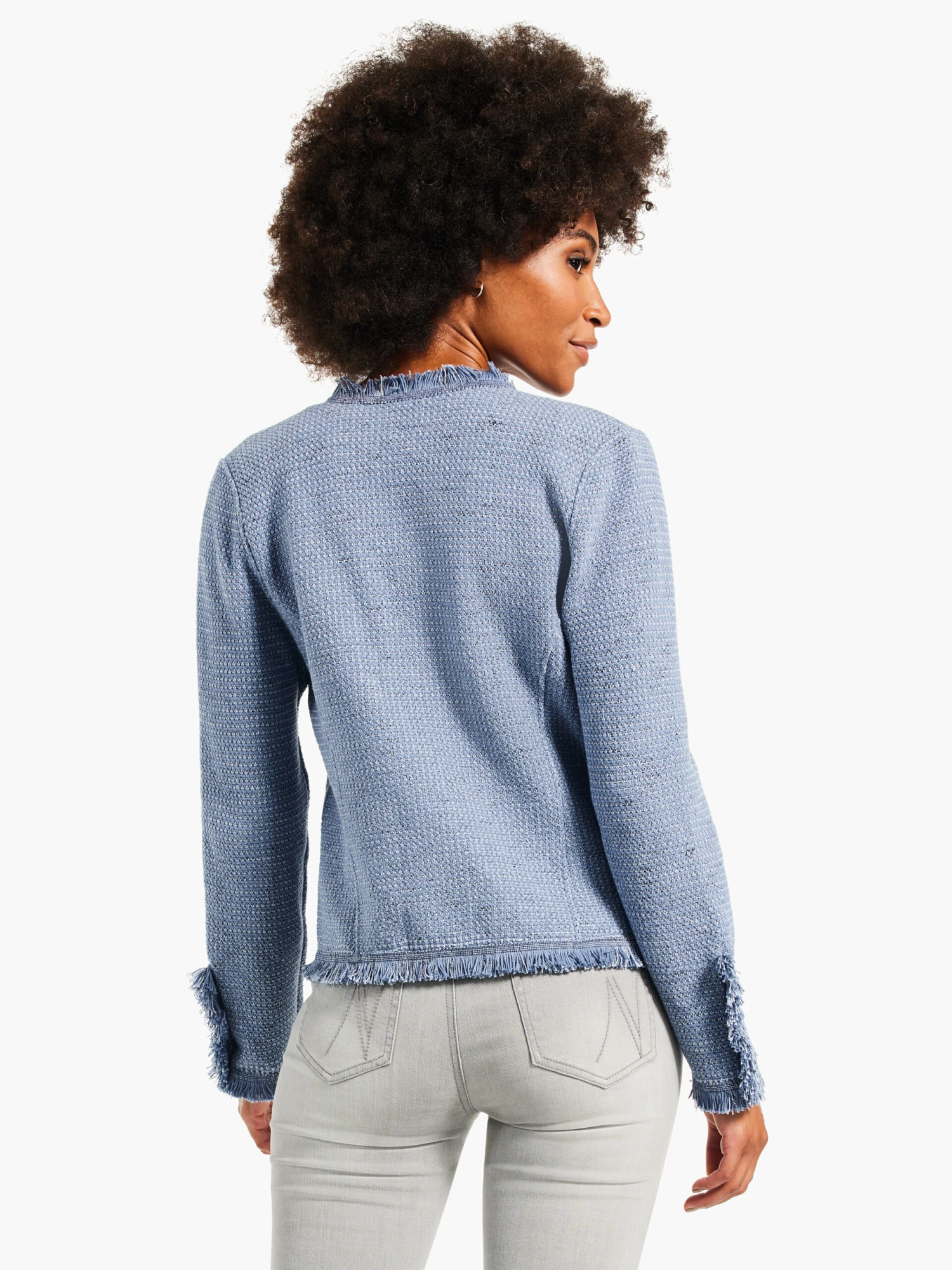 Fringe Mix Knit Jacket BLUE MIX 5 Fringe Mix Knit Jacket BLUE MIX - Image 3