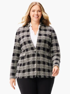 Perfectly Plaid Knit Blazer BLACK MULTI