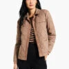 Knit Trim Puffer Jacket STUCCO