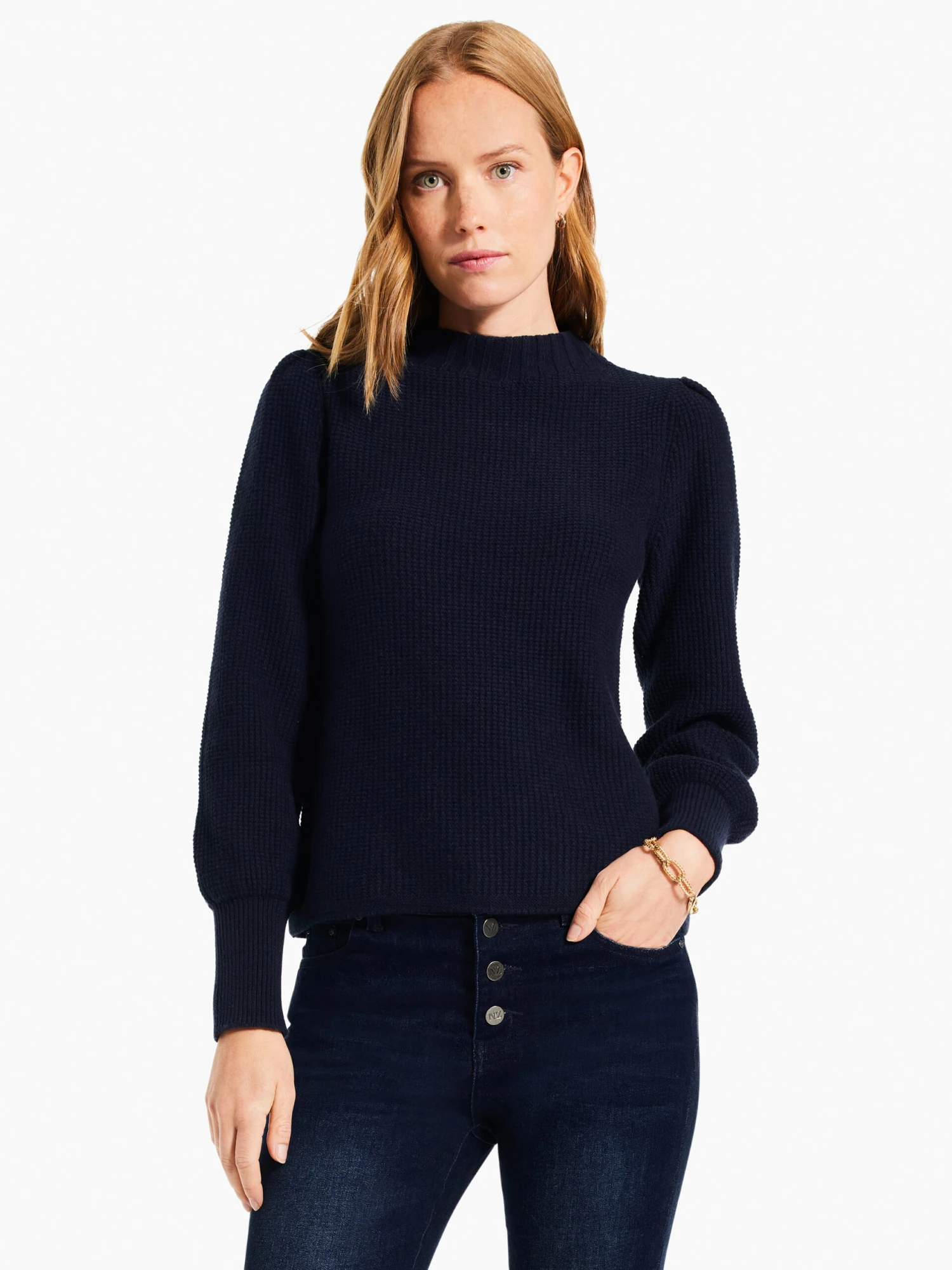 Waffle Stitch Sweater DARK INDIGO 3 Waffle Stitch Sweater DARK INDIGO