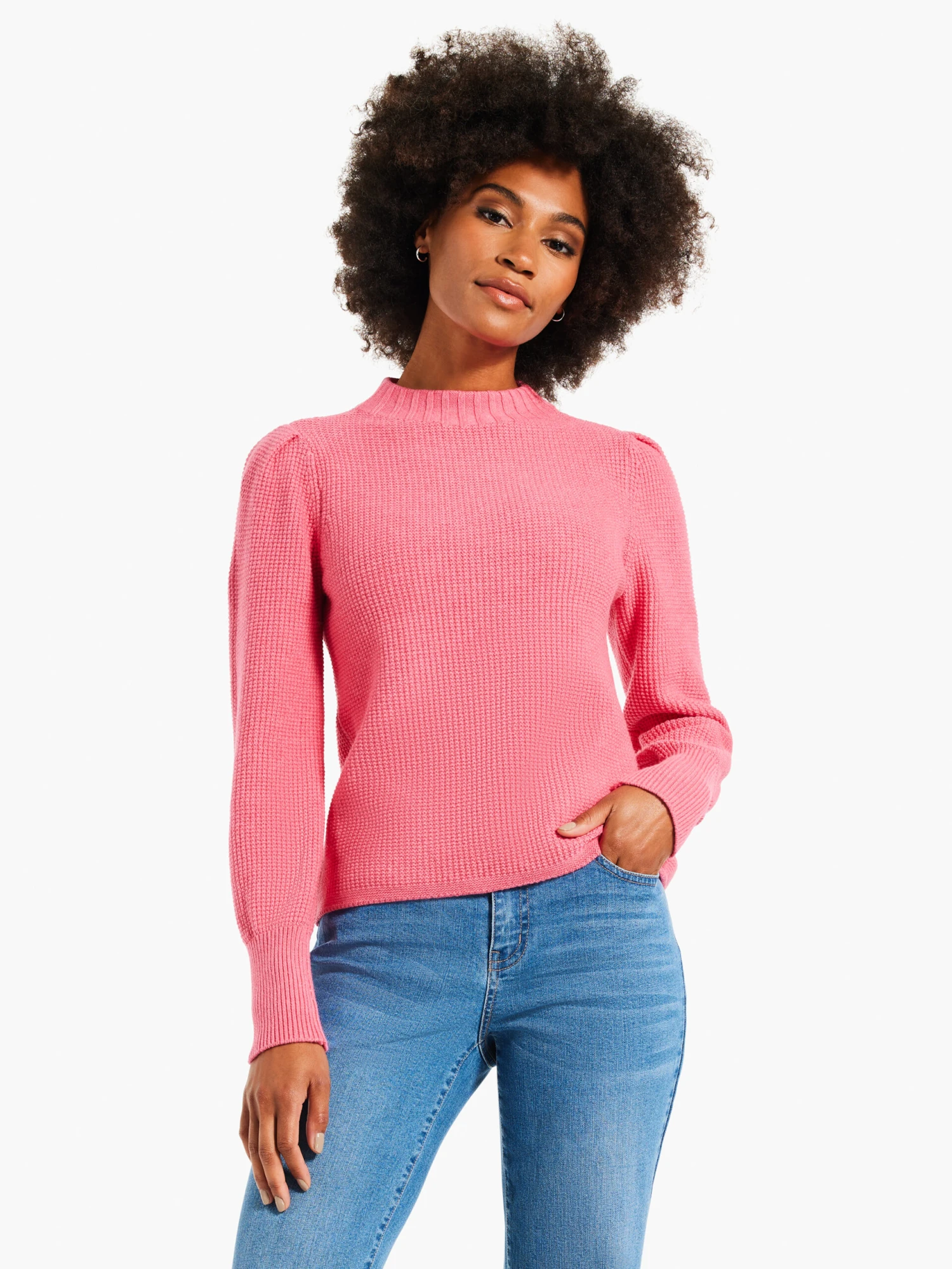 Waffle Stitch Sweater GRENADINE 3 Waffle Stitch Sweater GRENADINE