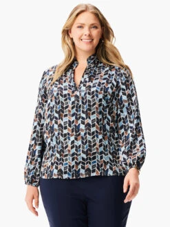 Herringbone Blues Top BLUE MULTI