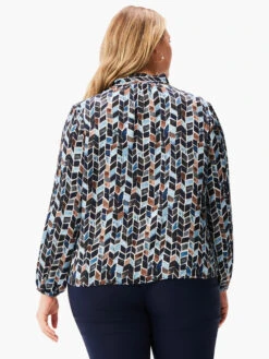 Herringbone Blues Top BLUE MULTI -Apparel Sale Shop W231623WBLTPRODUCT 03